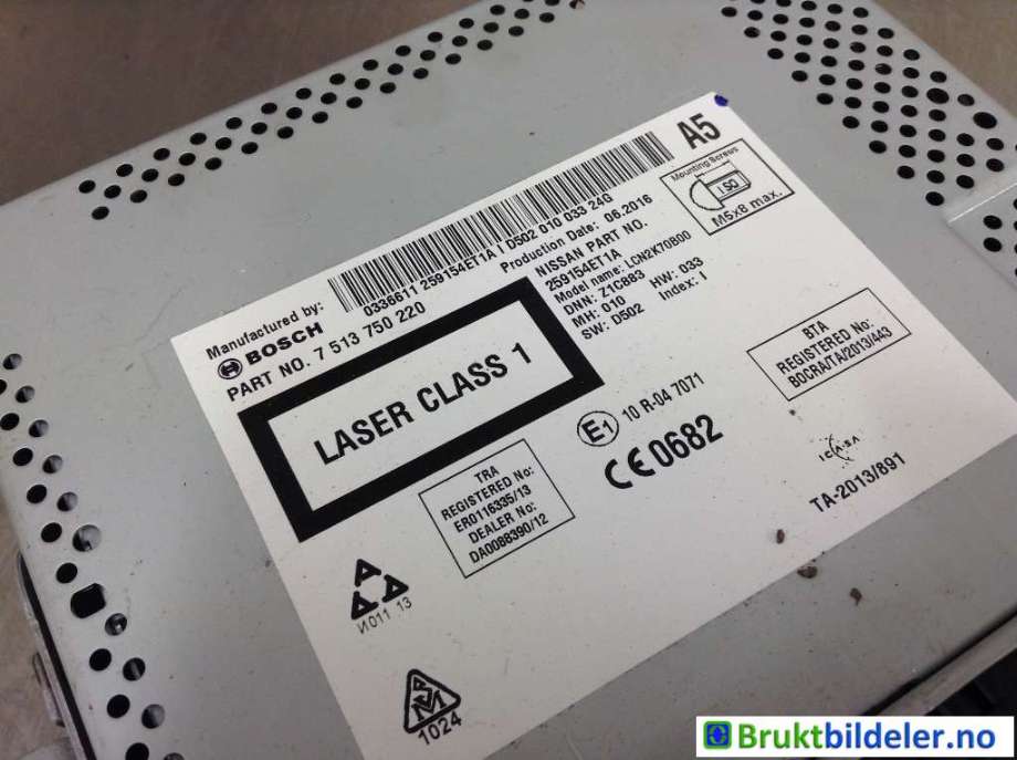 Bilstereo til Nissan Qashqai 2014-2021 (Type II) (NISSAN|259154ET1A|7 513 750 220|)