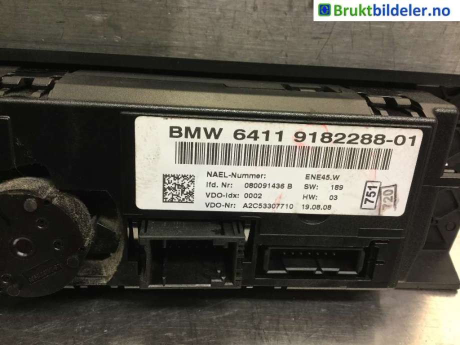 Varmeapparat betjening til BMW 3-Serie 2005-2011 (E90/E91/E92/E93) (E90/E91/E92/E93) (BMW|64.11-9 182 288-01|)