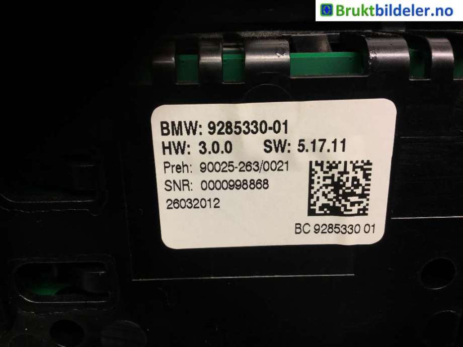 Varmeapparat betjening til BMW 5-Serie 2010-2017 (F10/F11) (F10/F11) (BMW|9 285 330 - 01|)
