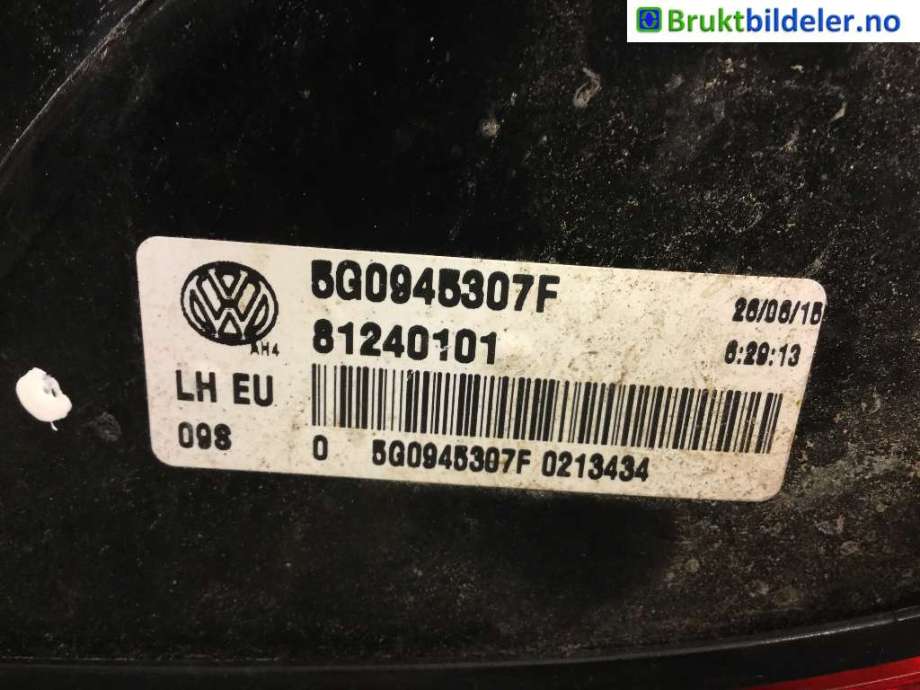 Baklykt venstre indre til VW e-Golf 2014-2017 (Fase 1)  (VOLKSWAGEN|5G0 945 307 F|)