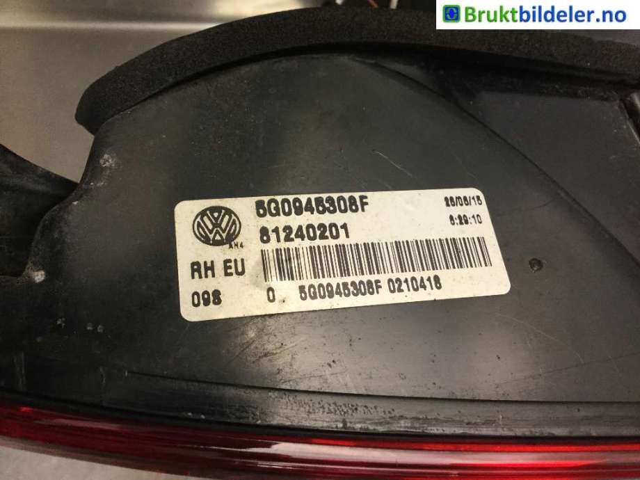 Baklykt høyre indre til VW e-Golf, 2014-2017 (Fase 1)  (VOLKSWAGEN|5G0 945 308 F)
