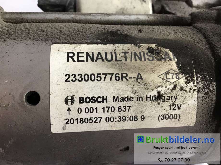 Starter diesel til Nissan Qashqai 2014-2021 (Type II)  (NISSAN|233005776R-A|0 001 170 637|)