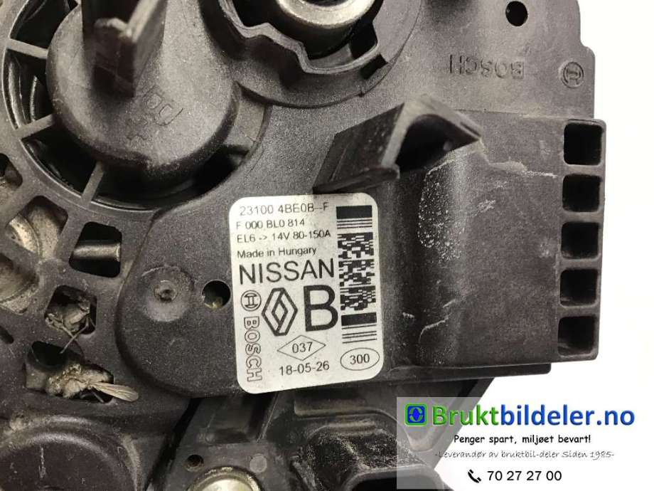 Dynamo til Nissan Qashqai 2014-2021 (Type II)  (NISSAN|23100 4BE0B--F|F 000 BL0 814|)