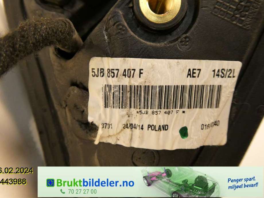 Speil venstre til Škoda Rapid 2012-2019 (SKODA|5JB 857 407 F|)