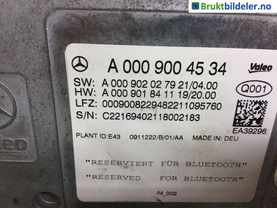Styreenhet parkering til Mercedes EQA 2021-->>  (A 000 900 45 34|)