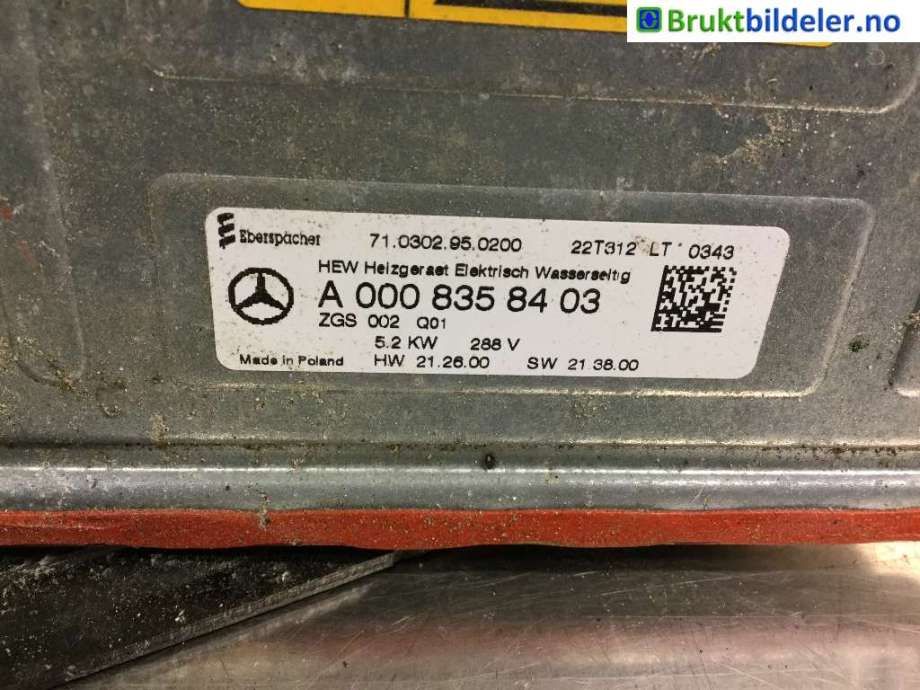 Motorvarmer elektrisk til Mercedes EQA 2021-->>  (A 000 835 84 03|)