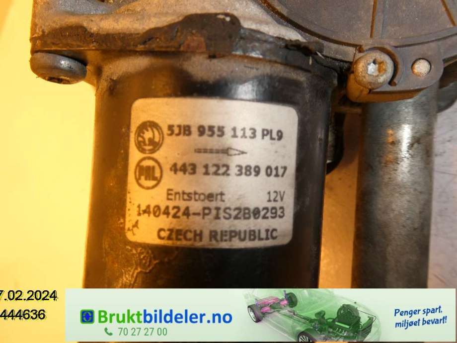 Viskermotor frontrute til Škoda Rapid 2012-2019  (SKODA|5JB955113|443122389017|5JB 955 113)