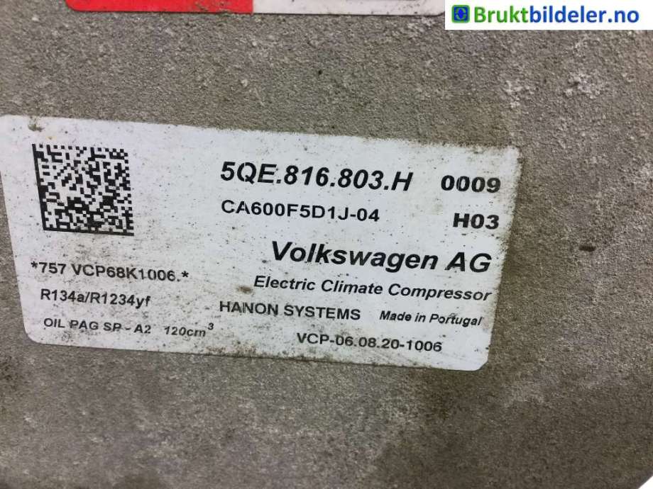 Aircondition kompressor til VW Passat 2015-2019 (Fase 1) (B8) (B8) (VOLKSWAGEN|5Q0 820 803 D|CA600F5D1J-04|)