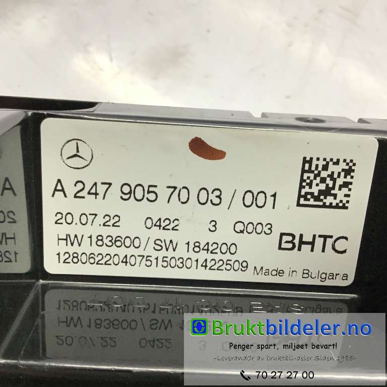 Varmeapparat betjening til Mercedes EQA 2021-->>  (MERCEDES|A 247 905 70 03|)