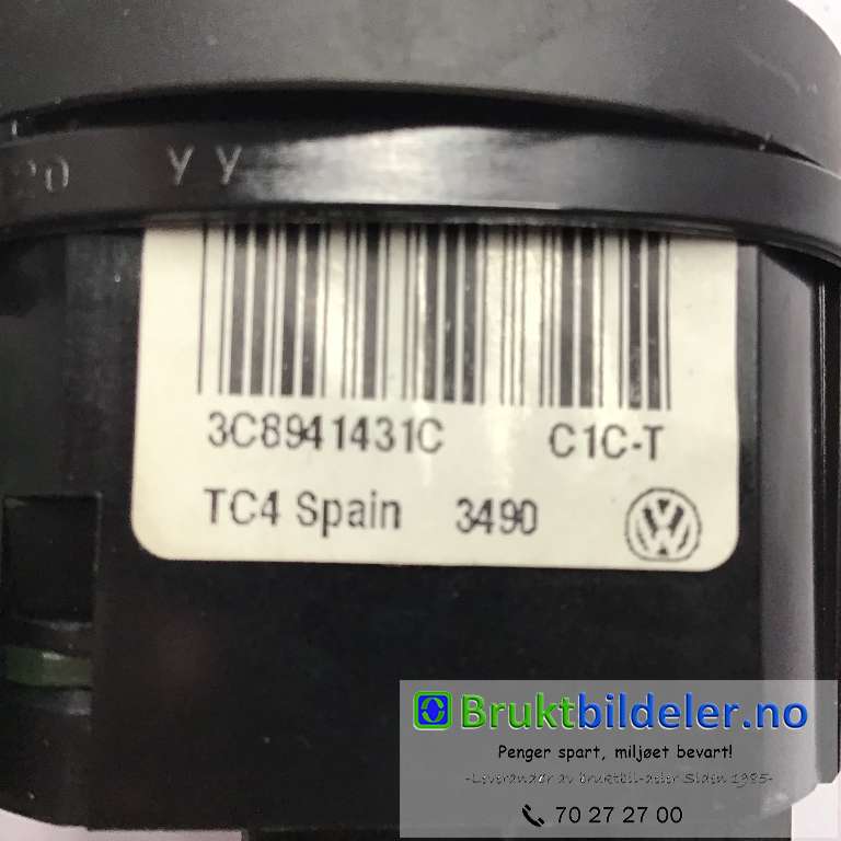 Bryter lys til VW Golf VI 2008-2012  (VOLKSWAGEN|3C8 941 431 C|)