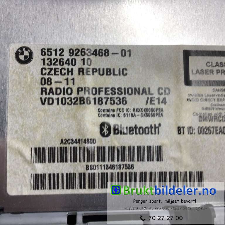 Bilstereo til BMW X1 2009-2015 (E84) (E84) (BMW|6512  9263468-01|132640 10|)