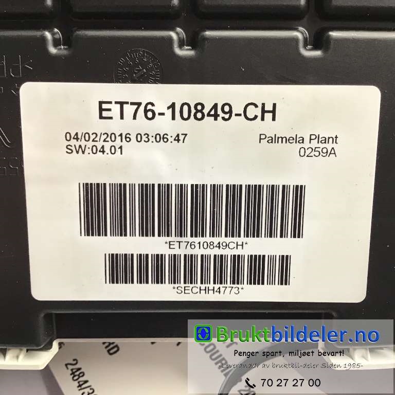 Instrumentpanel til Ford Transit Courier 2014-2018 (Type I, Fase 1) (FORD|ET76-10849-CH|)