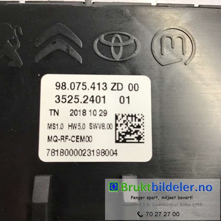Varmeapparat betjening til Peugeot Partner 2019-->> (Type III)  (CITROEN|98075413ZD|35252401|)