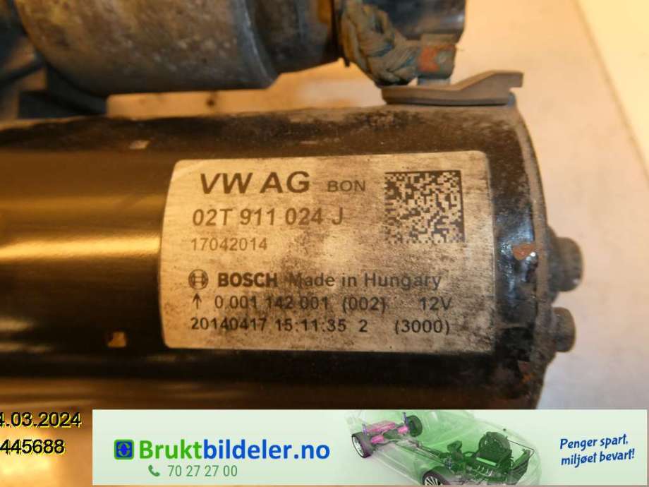 Starter til Škoda Rapid 2012-2019  (SKODA|02T911024J|0001142001|02T 911 024 J)