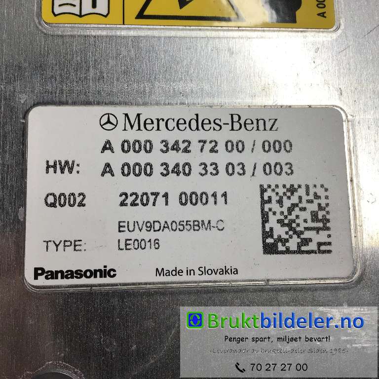 Inverter elbil til Mercedes EQA 2021-->>  (MERCEDES|A 000 342 72 00|)