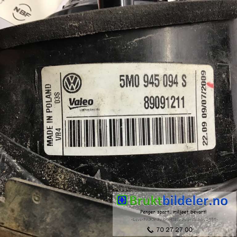 Baklykt høyre indre til VW Golf, Plus/Cross 2009-2013 (Fase 2)  (VOLKSWAGEN|5M0 945 094 S|89091211|)