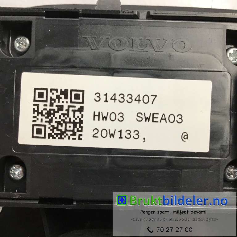Bryter ruteheis til Volvo XC60 2017-->> (Type II)  (VOLVO|31433407|20W133|)