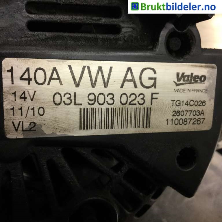 Dynamo til VW Golf VI 2008-2012  (VOLKSWAGEN|03L 903 023 F|2607703A|)