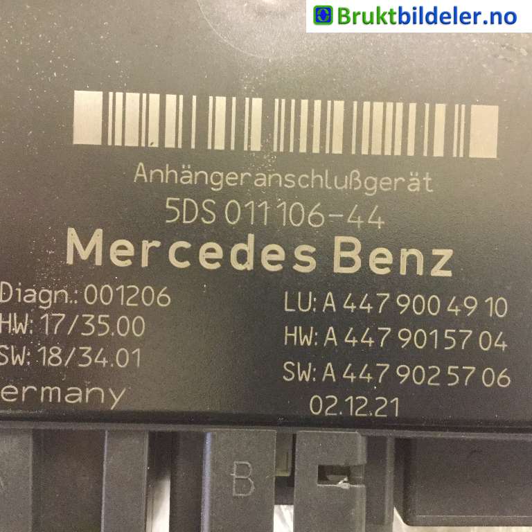 Styreenhet hengerfeste til Mercedes Vito 2014-->> (W447) (W447) (MERCEDES|A 447 900 49 10|5DS 011 106-44|)