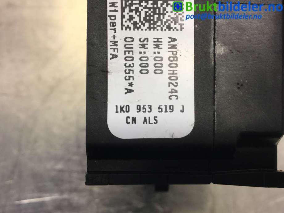 Bryter visker til VW Touran 2007-2010 (Type I, Fase 2)  (VOLKSWAGEN|1K0953519J|)