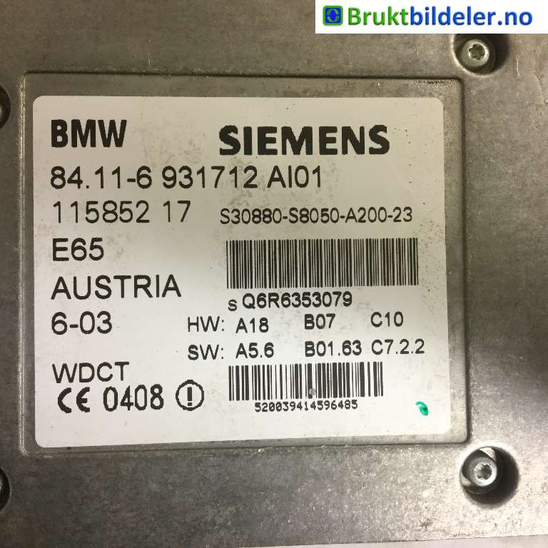 Styreenhet diverse til BMW 7-Serie 2000-2008 (E65/E66/E67/E88) (E65/E66/E67/E88) (BMW|84.11-6 931712|115852 17|)