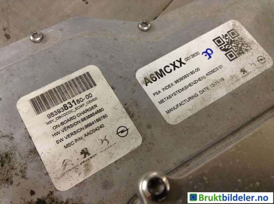 Batterilader (OBC - On Board Charger) til Peugeot 208 2019-->> (Type II) (PEUGEOT|9839383180-00-|)