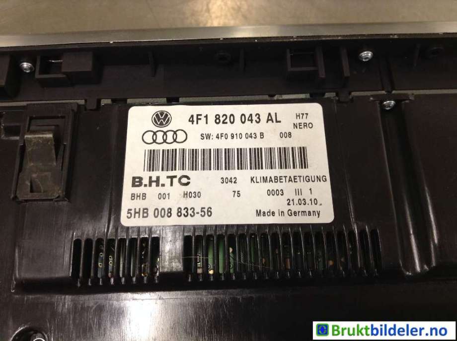 Varmeapparat betjening til Audi A6, Allroad 2008-2011 (Type II, Fase 2) (C6) (C6) (AUDI|4F1 820 043 AL|5HB 008 833-56|)