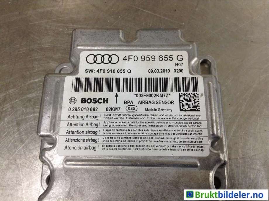 Airbag elektronikk til Audi A6, Allroad 2008-2011 (Type II, Fase 2) (C6) (C6) (AUDI|4F0 959 655 G|0 285 010 682|)