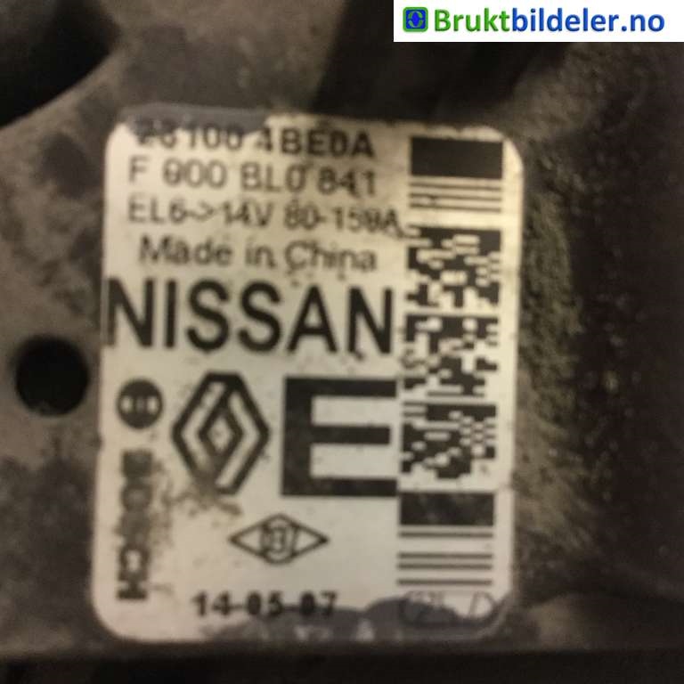 Dynamo til Nissan X-Trail 2014-2022 (T32) (T32) (NISSAN|231004BE0A|F-000 BL0 841|23100 4BE0A)