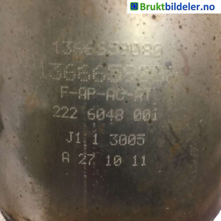 Partikkelfilter til Citroën Jumper 2007-2013 (Type III, Fase 1) (CITROEN|1366659080|222 6048 001|)