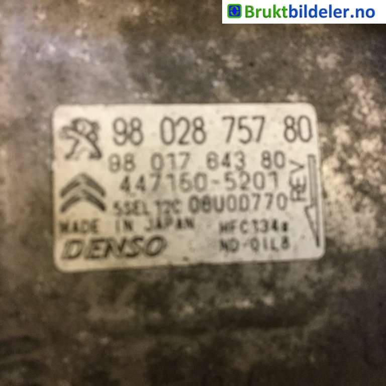 Aircondition kompressor til Peugeot Partner 2015-2019 (Type II, Fase 2)  (PEUGEOT|98 028 757 80|447150-5201|)