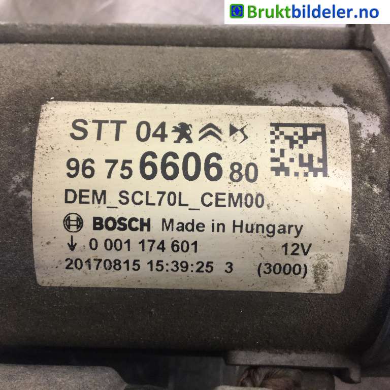 Starter diesel til Peugeot Partner 2015-2019 (Type II, Fase 2)  (PEUGEOT|96 756 606 80|0 001 174 601|)