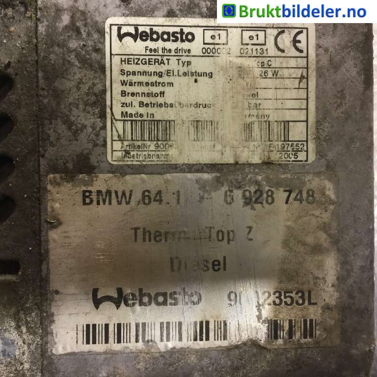 Dieselvarmer til BMW 7-Serie 2000-2008 (E65/E66/E67/E88) (E65/E66/E67/E88) (BMW|64 1 2698 62 32|)