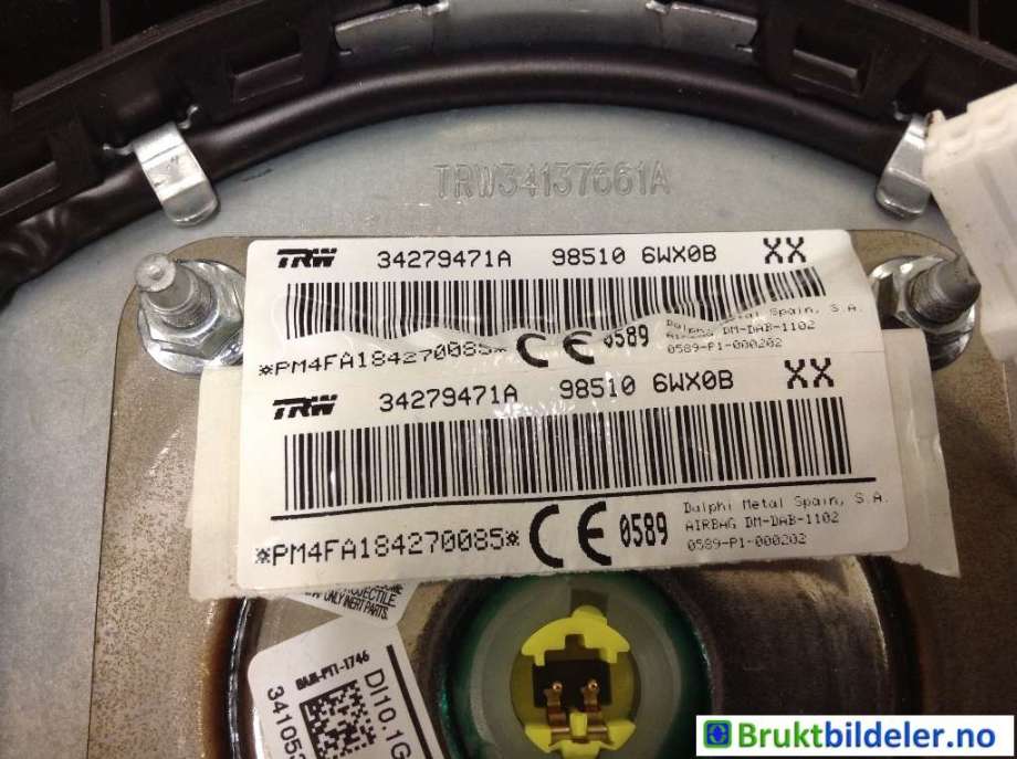 Airbag rattpute til Nissan E-NV200 2014-->>  (NISSAN|985106WX0B|34279471A|985106WX0D)