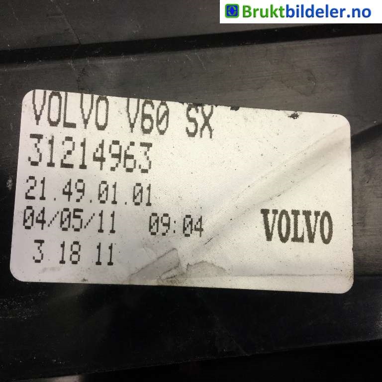 Baklykt venstre til Volvo V60 2010-2013 (Type I, Fase 1)  (VOLVO|31214963|)