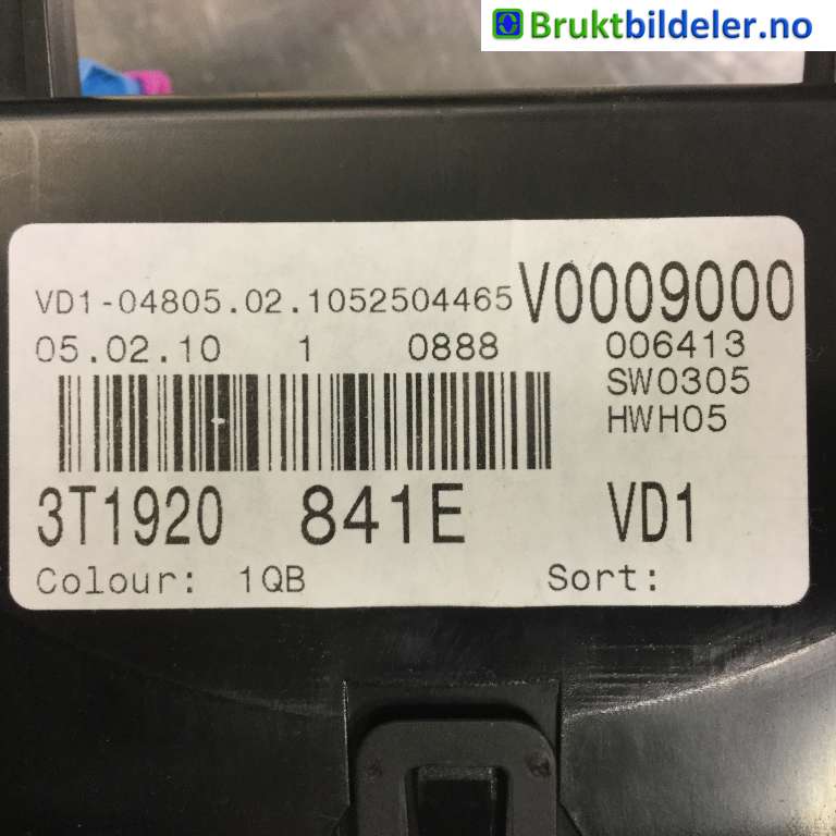 Instrumentpanel til Škoda Superb 2008-2015 (Type II)  (SKODA|3T1 920 841 E|)