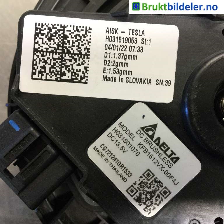 Varmeapparat motor til Tesla Model Y 2021-2024 (Type I)  (H031519053|H031501070|)