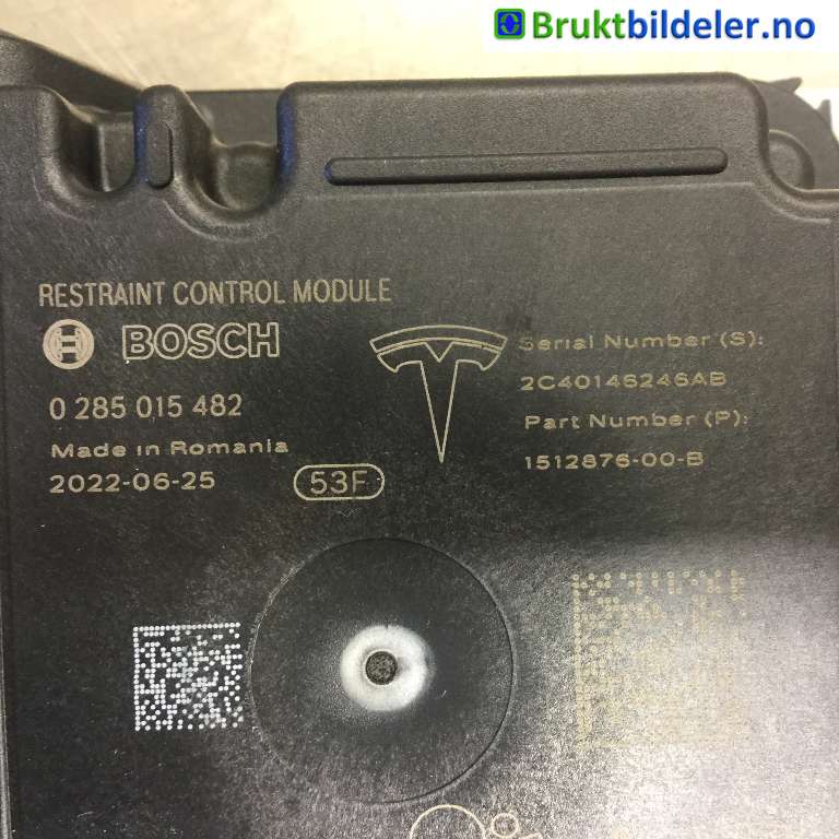 Airbag elektronikk til Tesla Model Y 2021-2024 (Type I)  (1512876-00-B|0 285 015 482|)