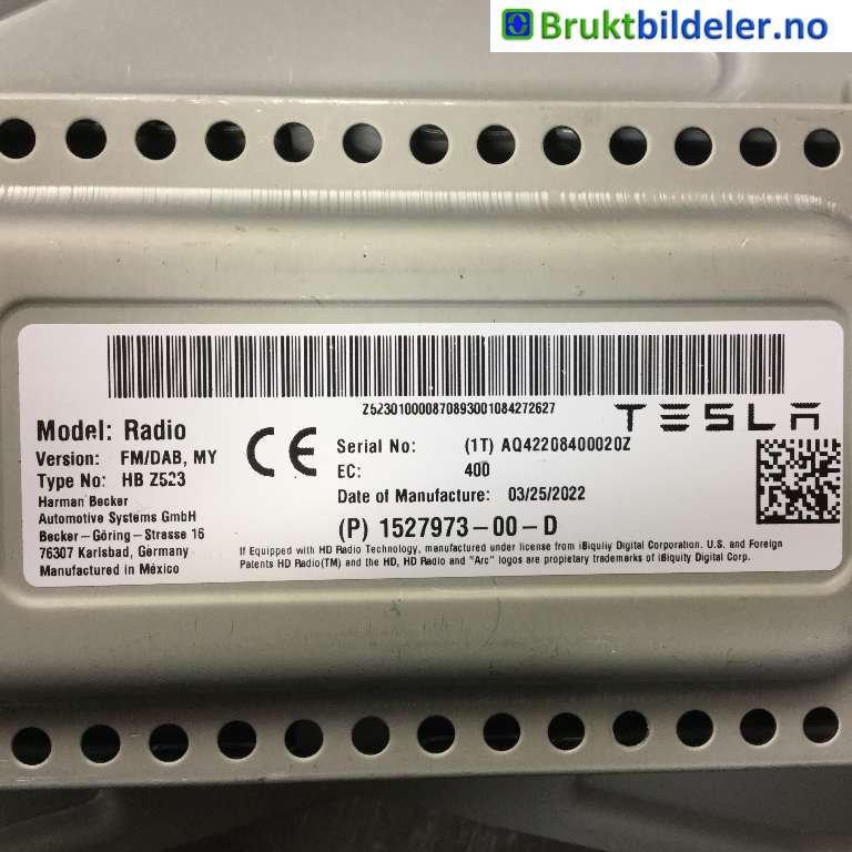 Bilstereo diverse til Tesla Model Y 2021-2024 (Type I)  (1527973-00-D|)