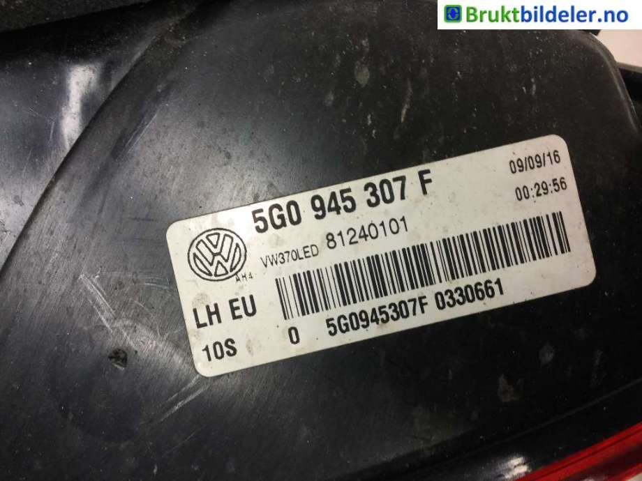 Baklykt venstre indre til VW e-Golf 2017-2020 (Fase 2)  (VOLKSWAGEN|5G0 945 307 F|)