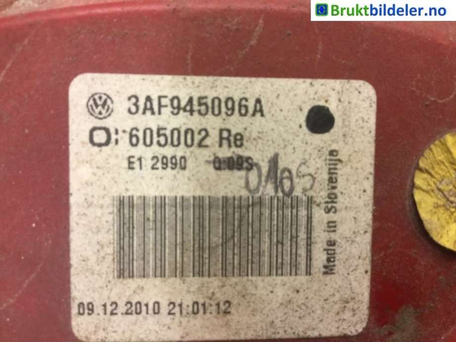 Baklykt høyre til VW Passat 2011-2015 (B7) (B7) (VOLKSWAGEN|3AF 945 096 A|)