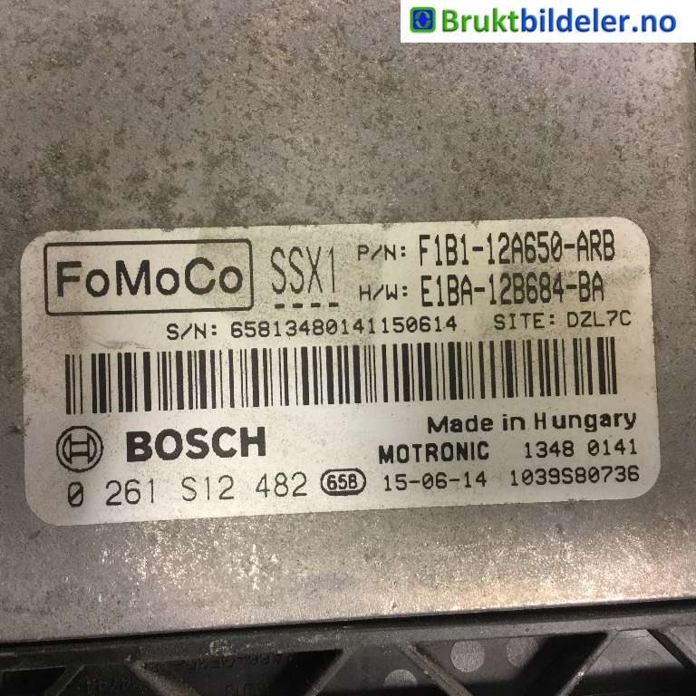 Styreenhet motor til Ford Fiesta 2013-2017 (Type VI, Fase 2)  (FORD|F1BA-12B684-BA|0 261 S12 482|)