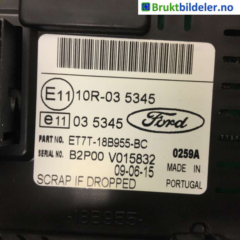 Multimedia display (MCU - Media Controller Unit) til Ford Fiesta 2013-2017 (Type VI, Fase 2)  (FORD|ET7T-18B955-BC|)