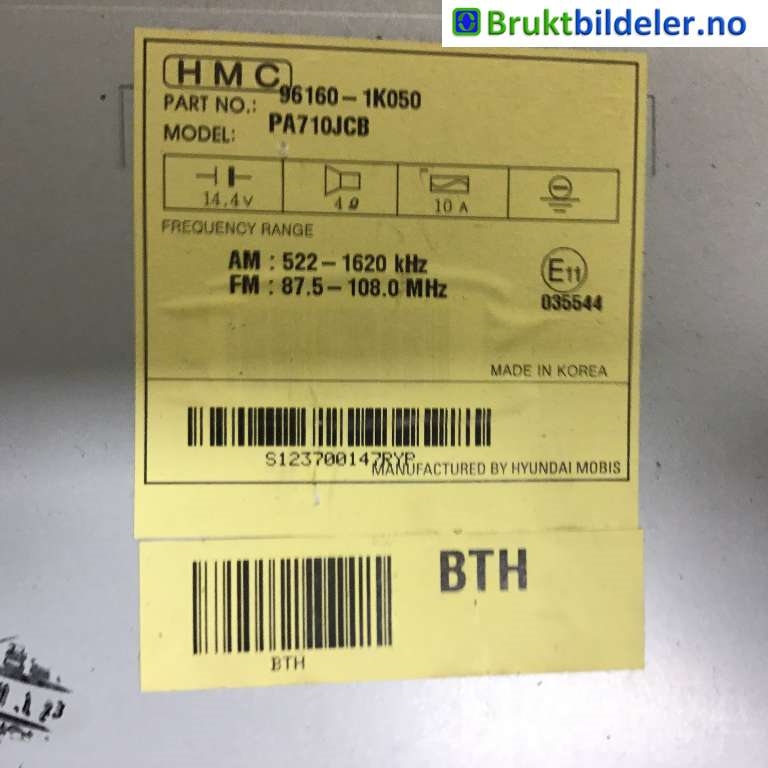 Bilstereo til Hyundai Ix20 2010-2017  (HYUNDAI|96160 1K050|)