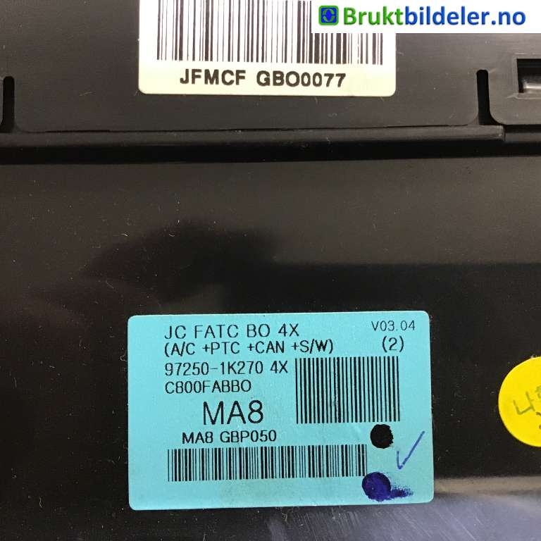 Varmeapparat betjening til Hyundai Ix20 2010-2017  (HYUNDAI|97250-1K270|C800FABBO|)