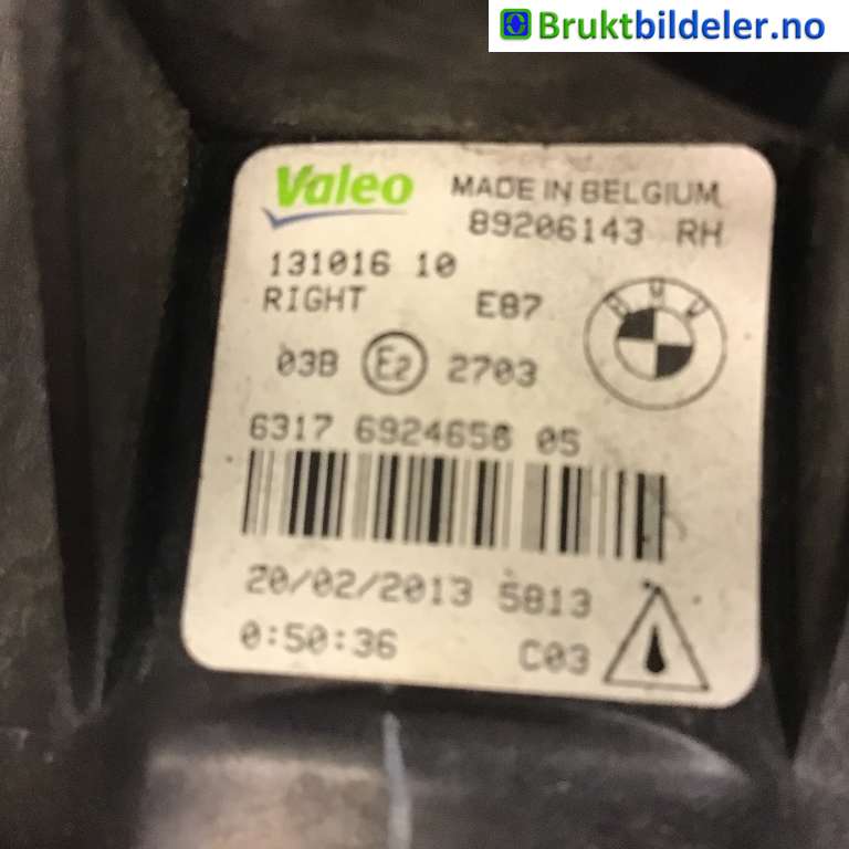 Tåkelykt høyre foran til BMW X1 2009-2015 (E84) (E84) (BMW|6317 6924656 05|89206143|)