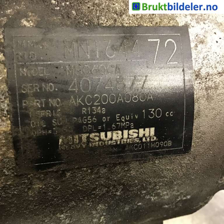 Aircondition kompressor til Mitsubishi Colt 2009-2013 (Type VII, Fase 2)  (MITSUBISHI|MN164472|)
