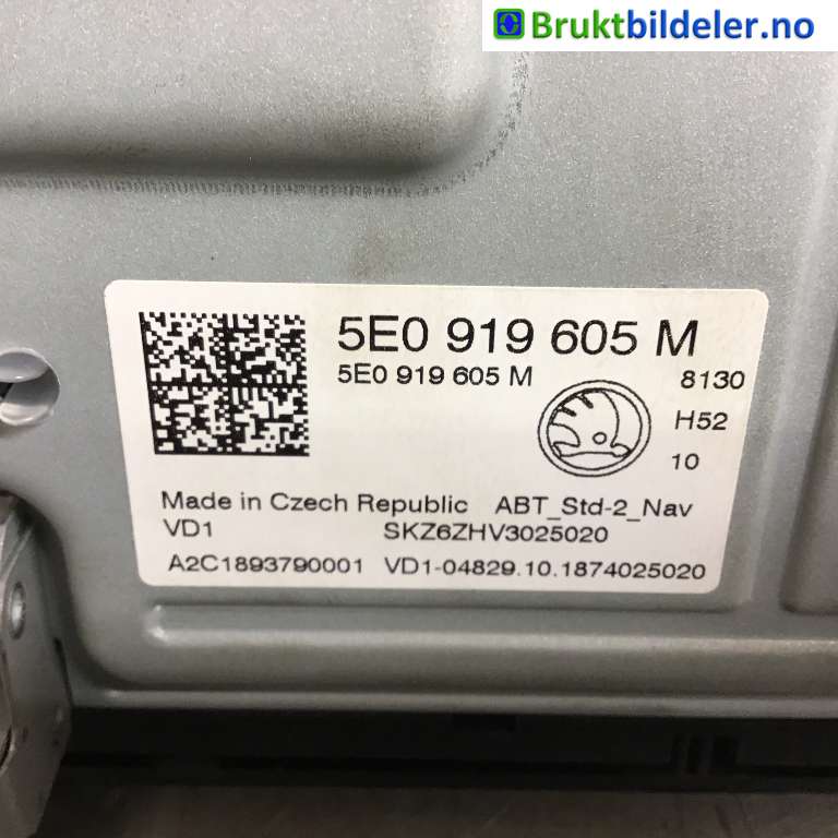 Bilstereo til Škoda Octavia 2017-2020 (Type III, Fase 2)  (SKODA|5E0 919 605 M|A2C39555802|)
