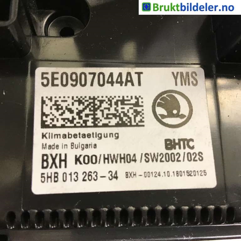 Varmeapparat betjening til Škoda Octavia 2017-2020 (Type III, Fase 2) (SKODA|5E0 907 044 AT|5HB 013 263-34|)