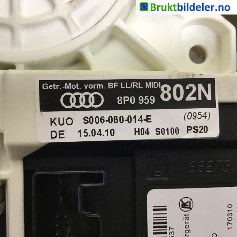 Ruteheis høyre foran til Audi A3 2009-2012 (Type II, Fase 2) (AUDI|8P0 959 802 N|S006-060-014-E|)